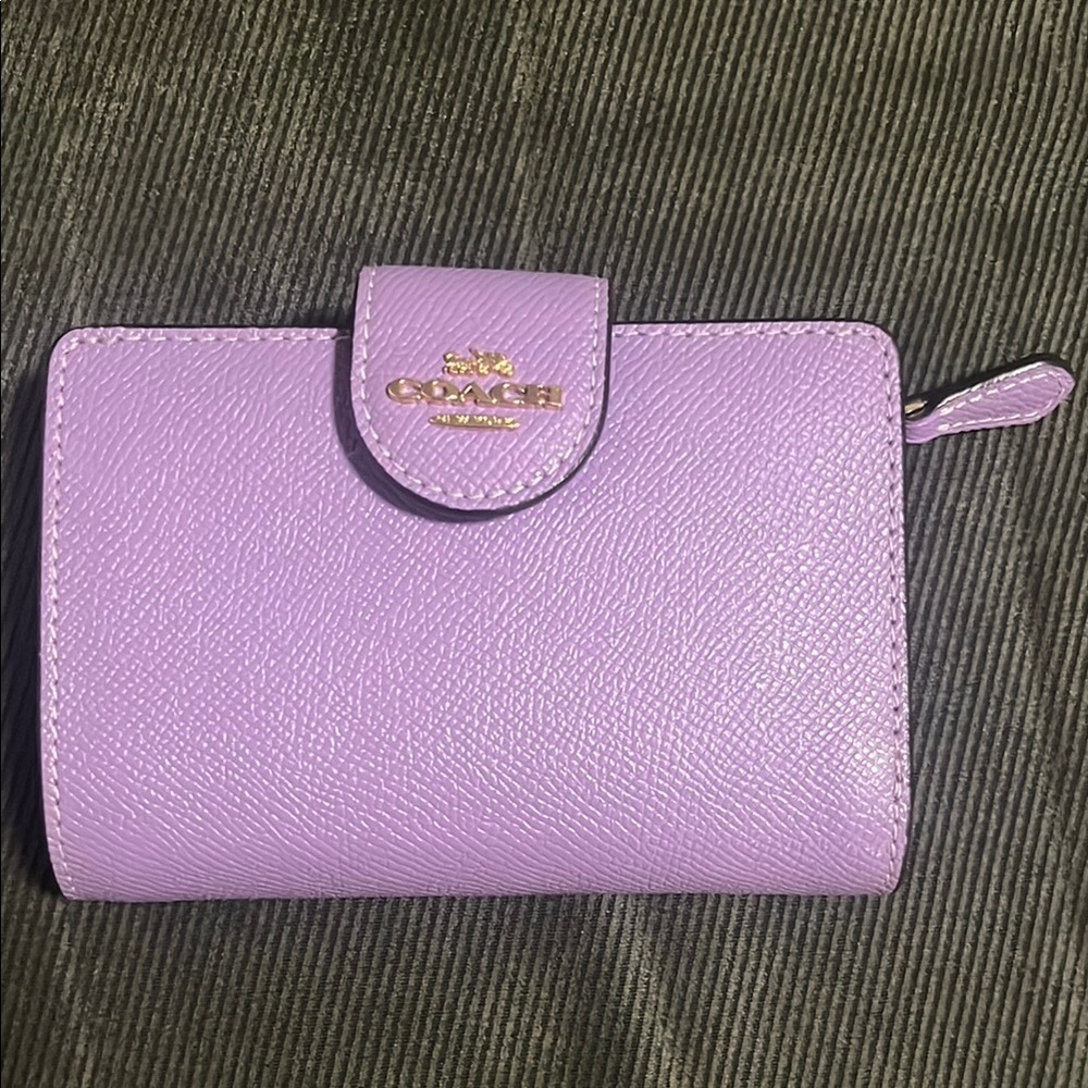 Authentic Coach Purple Leather Wallet Compact Design